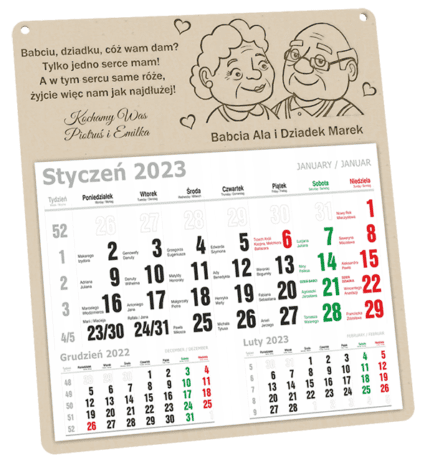 Kalendarz dla babci i dziadka KBD1